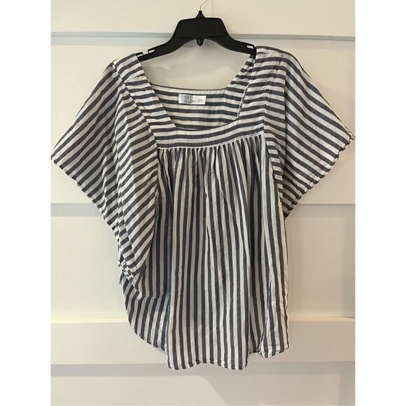 Time and Tru blue and white striped boatneck blouse size Large - Picture 10 of 12